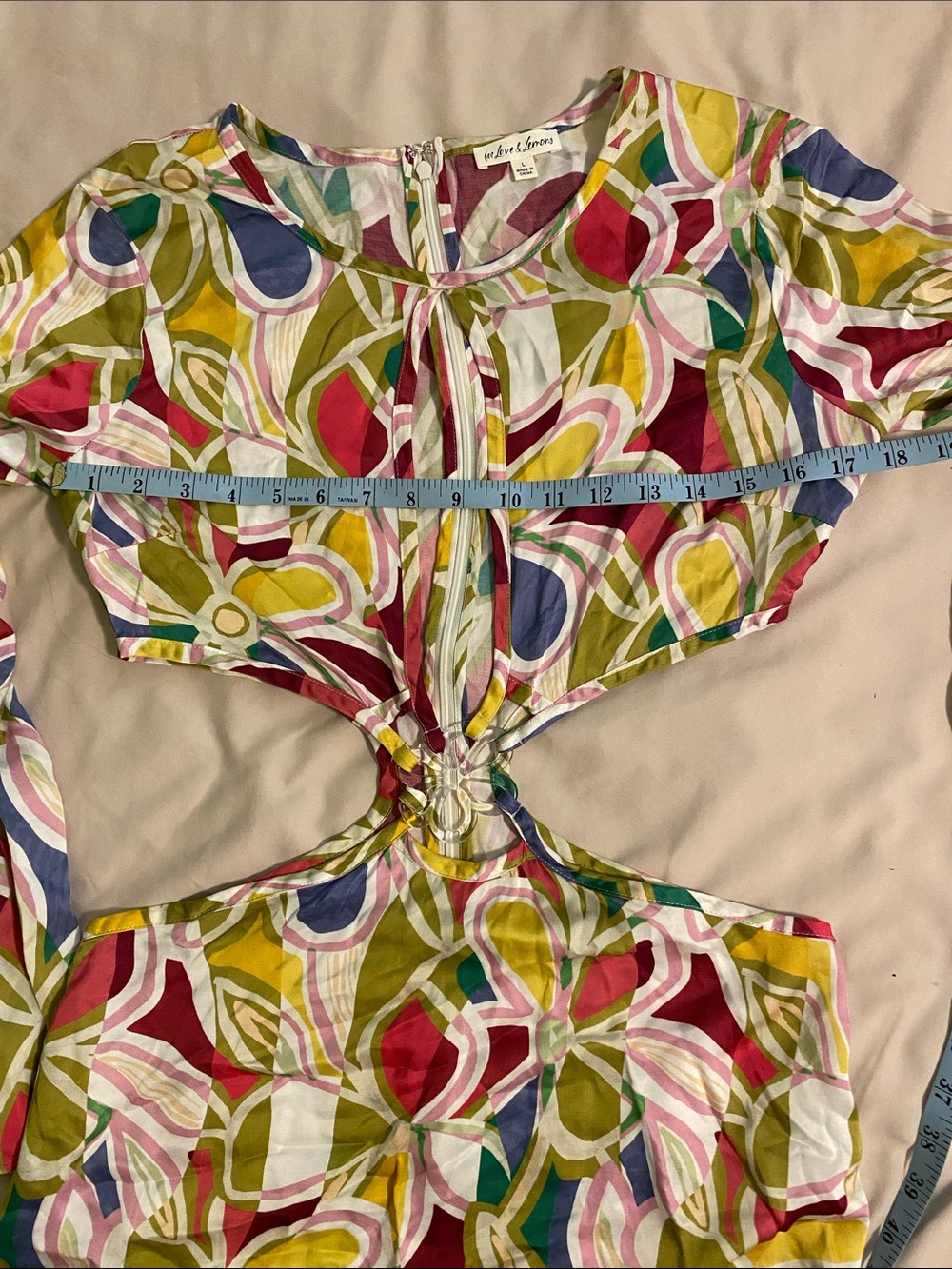 For Love And Lemons Multicolor Floral Thora Long Sleeve Mini Dress Sz L